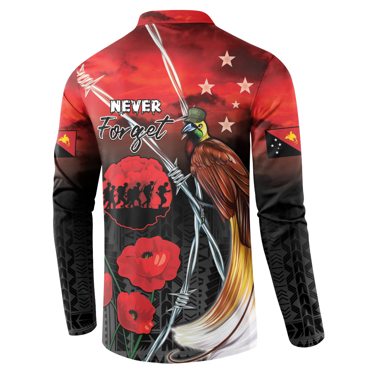 Papua New Guinea Remembrance Day Button Sweatshirt Lest We Forget