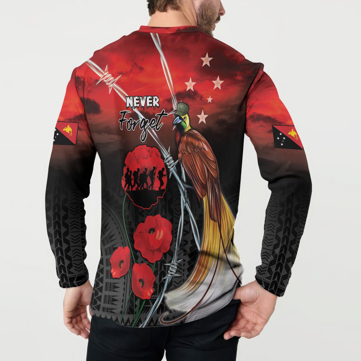 Papua New Guinea Remembrance Day Button Sweatshirt Lest We Forget