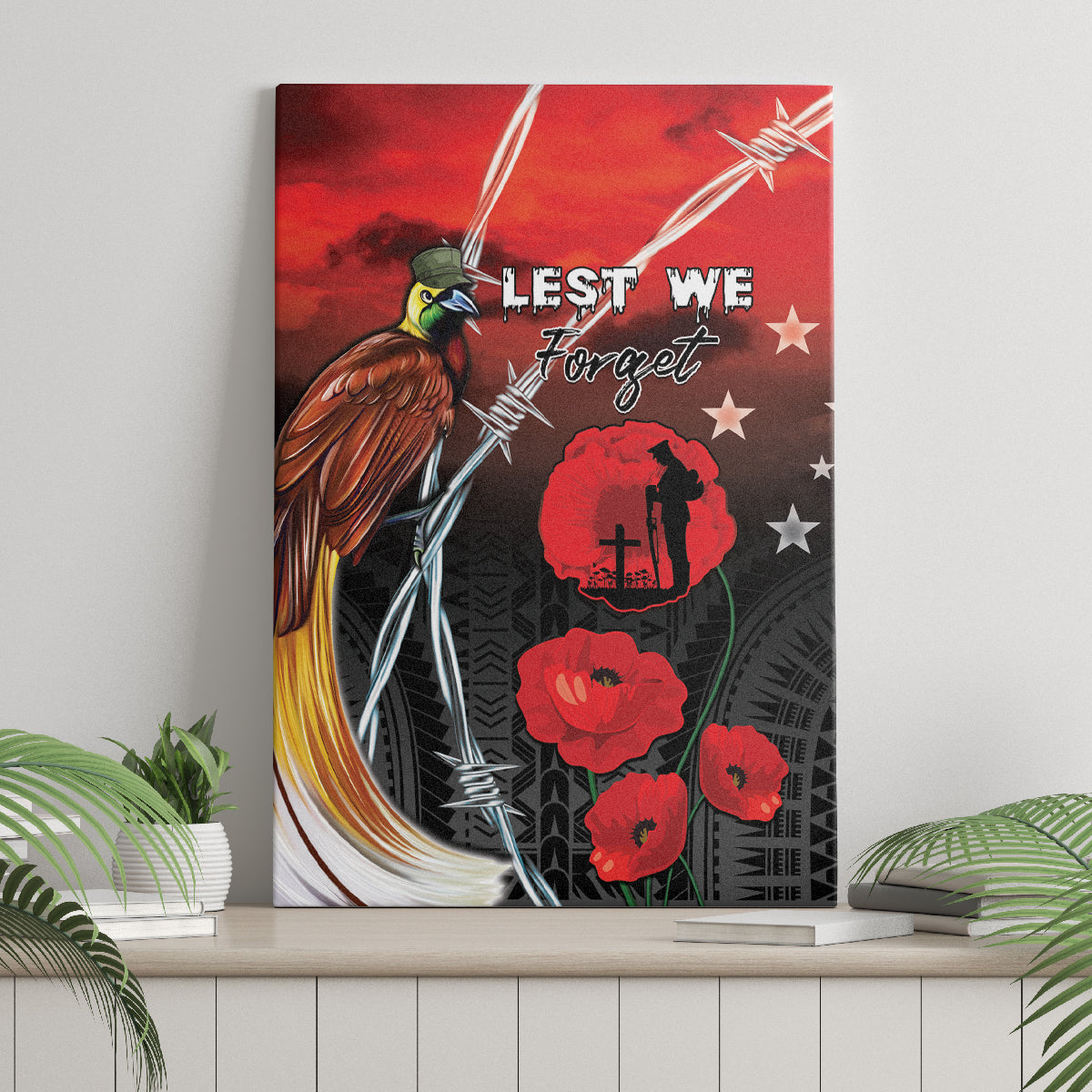 Papua New Guinea Remembrance Day Canvas Wall Art Lest We Forget
