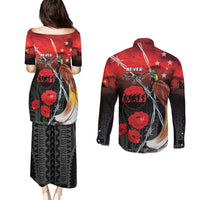 Papua New Guinea Remembrance Day Couples Matching Puletasi and Long Sleeve Button Shirt Lest We Forget