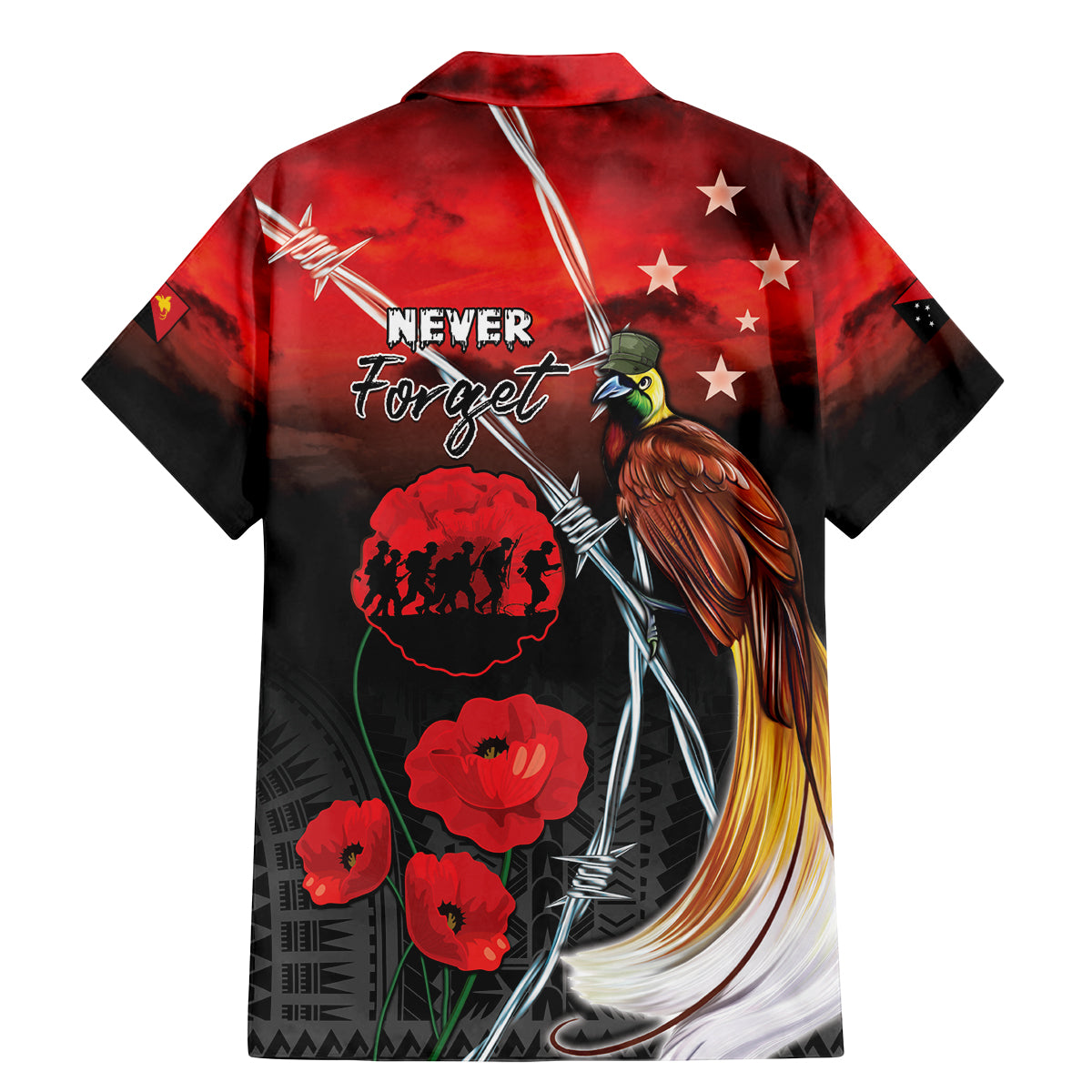 Papua New Guinea Remembrance Day Family Matching Mermaid Dress and Hawaiian Shirt Lest We Forget