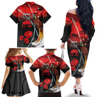 Papua New Guinea Remembrance Day Family Matching Off The Shoulder Long Sleeve Dress and Hawaiian Shirt Lest We Forget