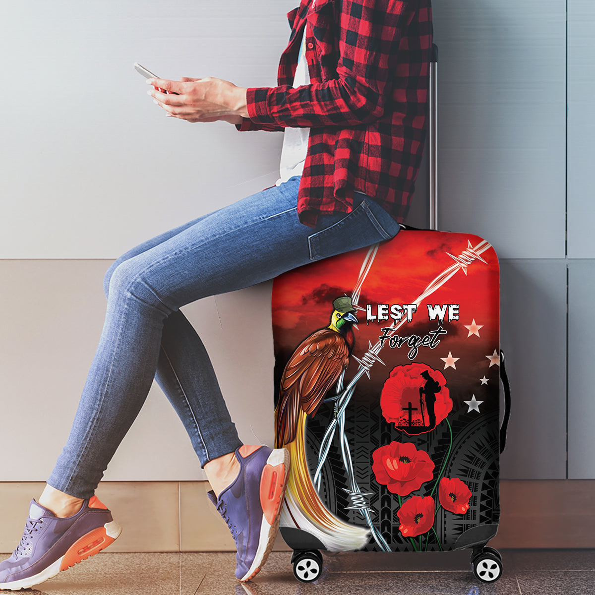 Papua New Guinea Remembrance Day Luggage Cover Lest We Forget