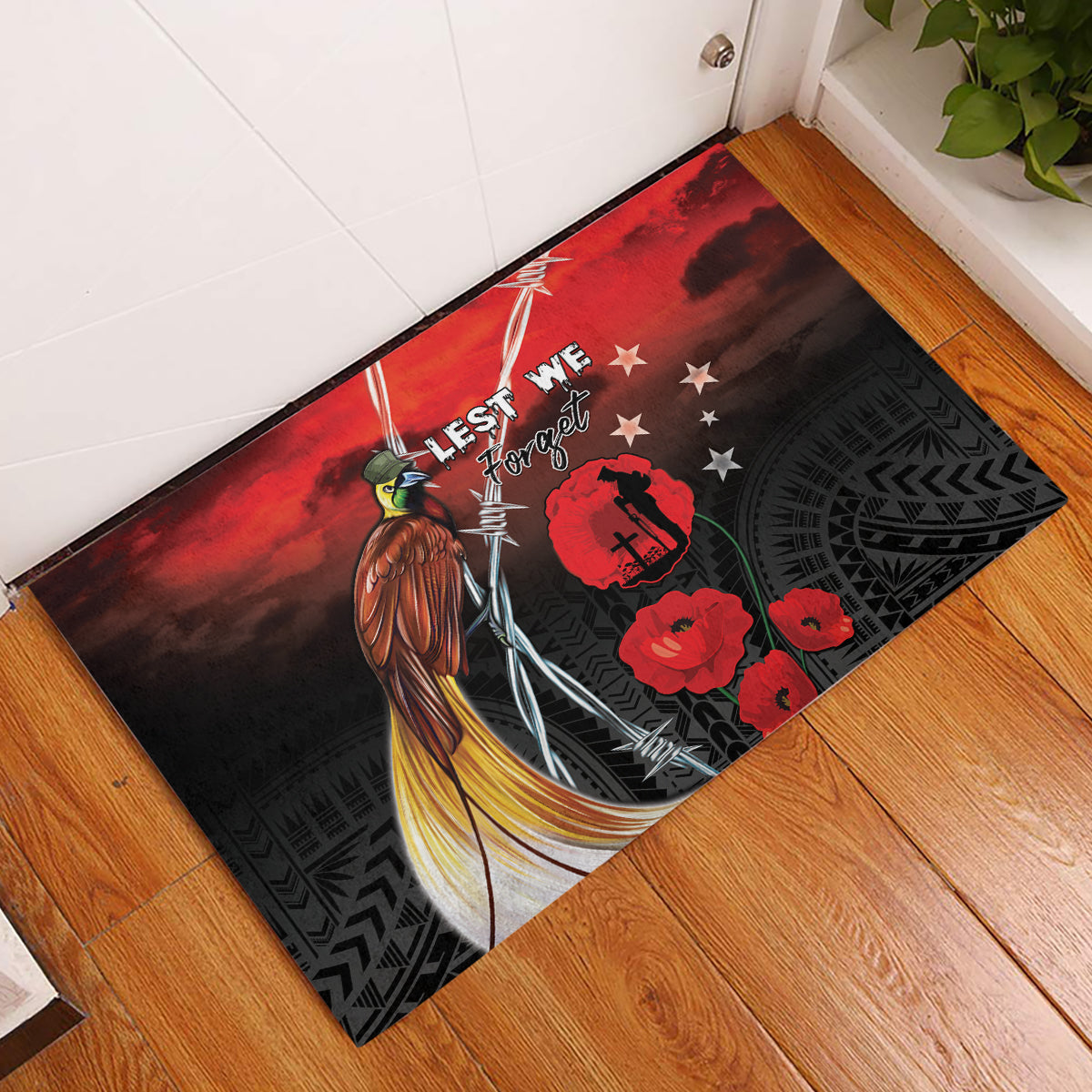 Papua New Guinea Remembrance Day Rubber Doormat Lest We Forget