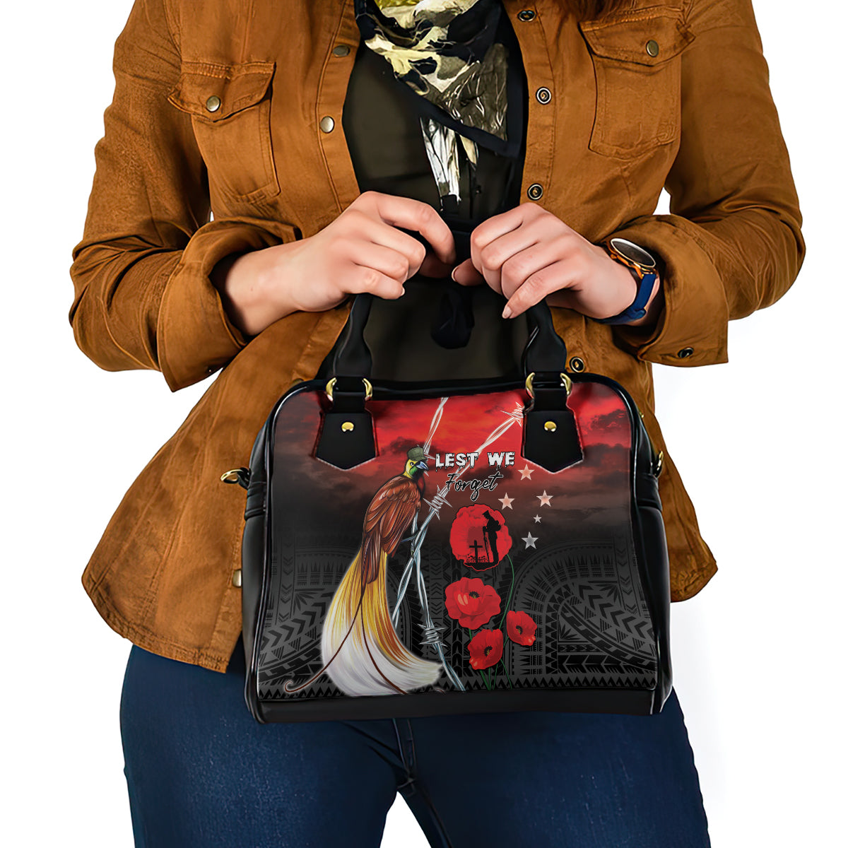 Papua New Guinea Remembrance Day Shoulder Handbag Lest We Forget
