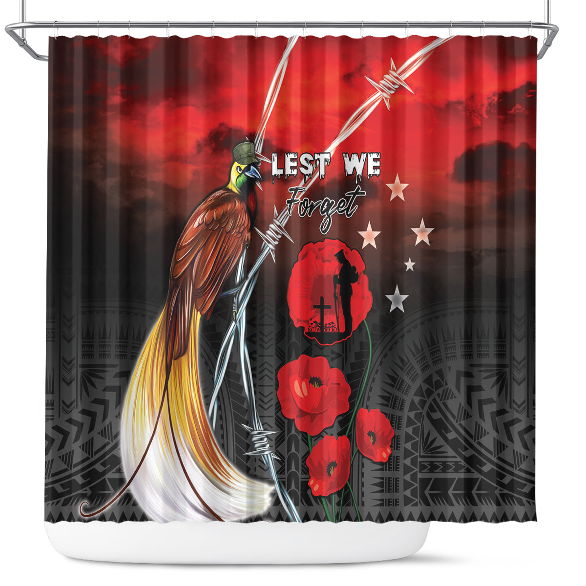 Papua New Guinea Remembrance Day Shower Curtain Lest We Forget