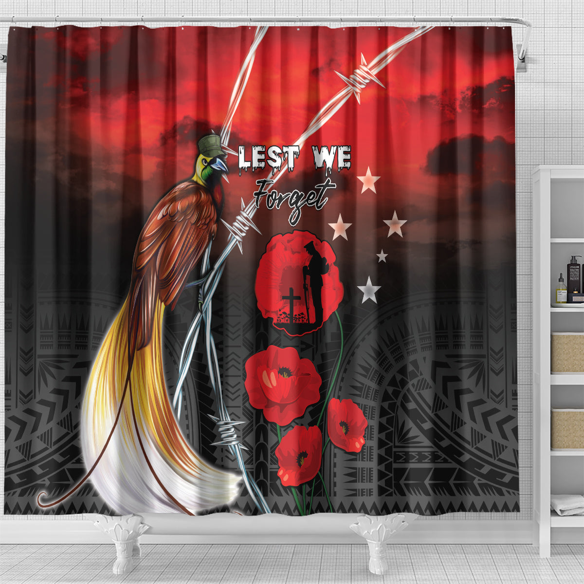 Papua New Guinea Remembrance Day Shower Curtain Lest We Forget