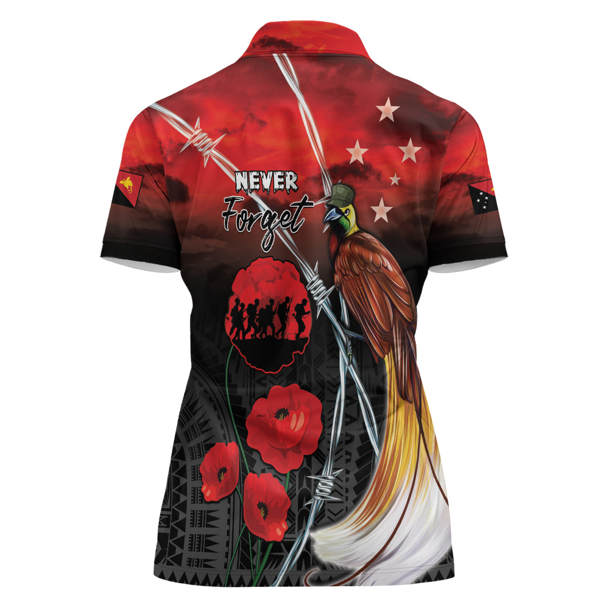 Papua New Guinea Remembrance Day Women Polo Shirt Lest We Forget LT05 - Polynesian Pride