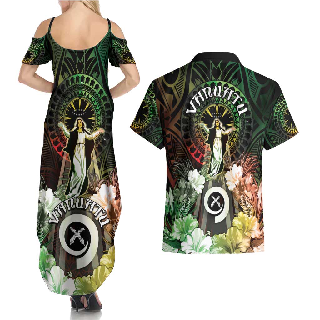 Vanuatu Happy Assumption Day Couples Matching Summer Maxi Dress and Hawaiian Shirt