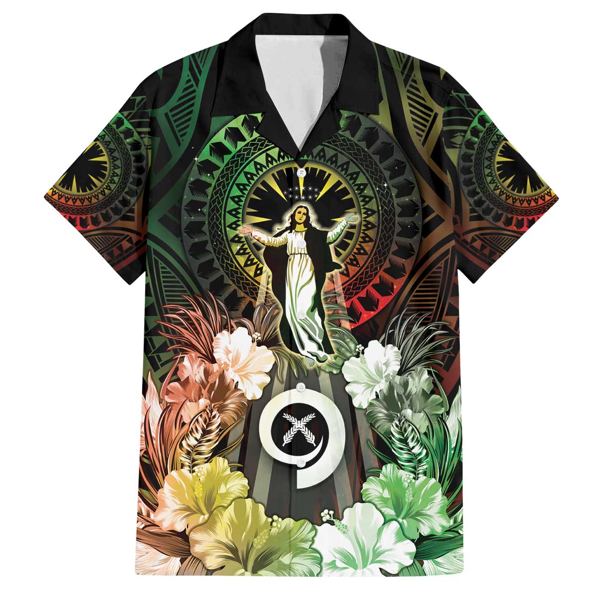 Vanuatu Happy Assumption Day Family Matching Off Shoulder Short Dress and Hawaiian Shirt LT05 Dad's Shirt - Short Sleeve Reggae - Polynesian Pride