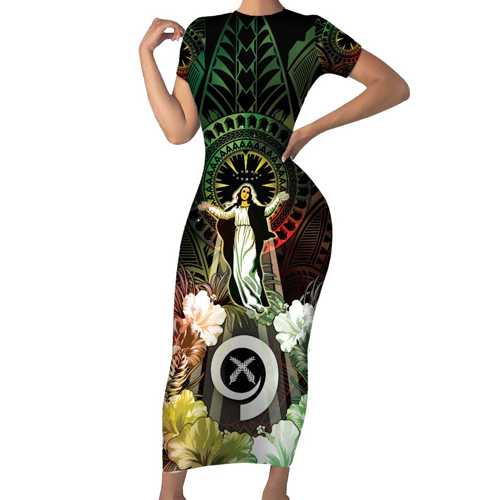 Vanuatu Happy Assumption Day Family Matching Short Sleeve Bodycon Dress and Hawaiian Shirt