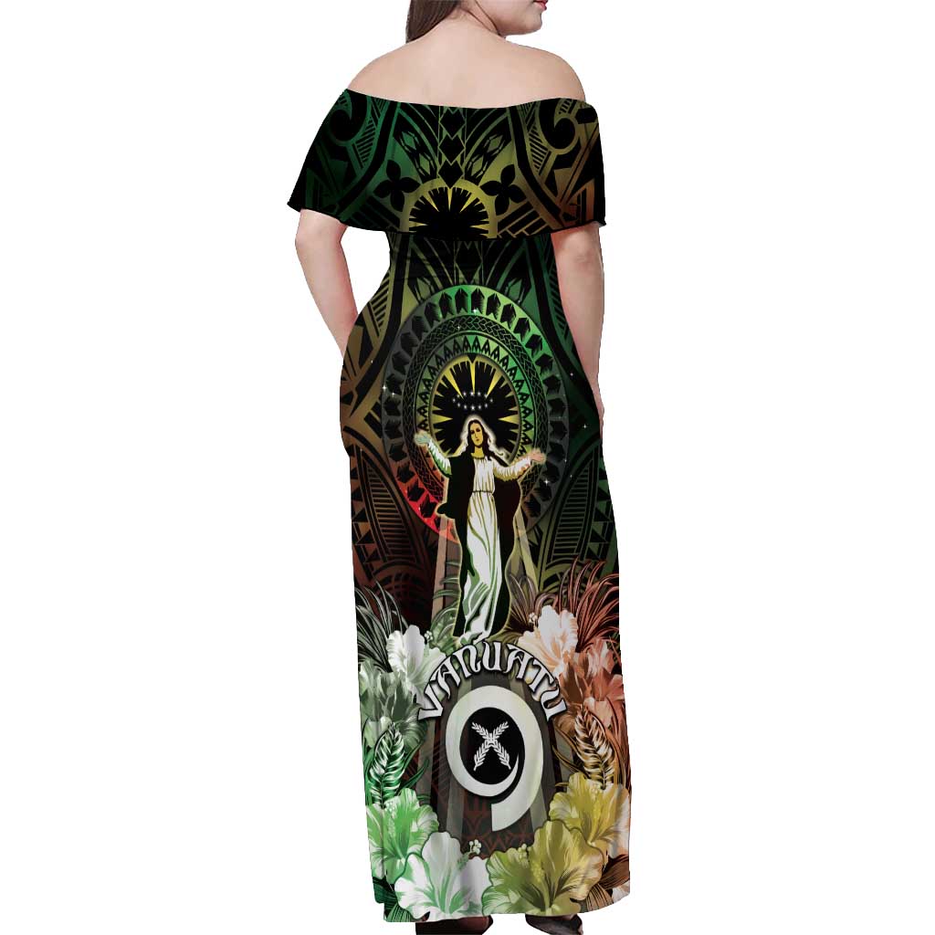 Vanuatu Happy Assumption Day Off Shoulder Maxi Dress