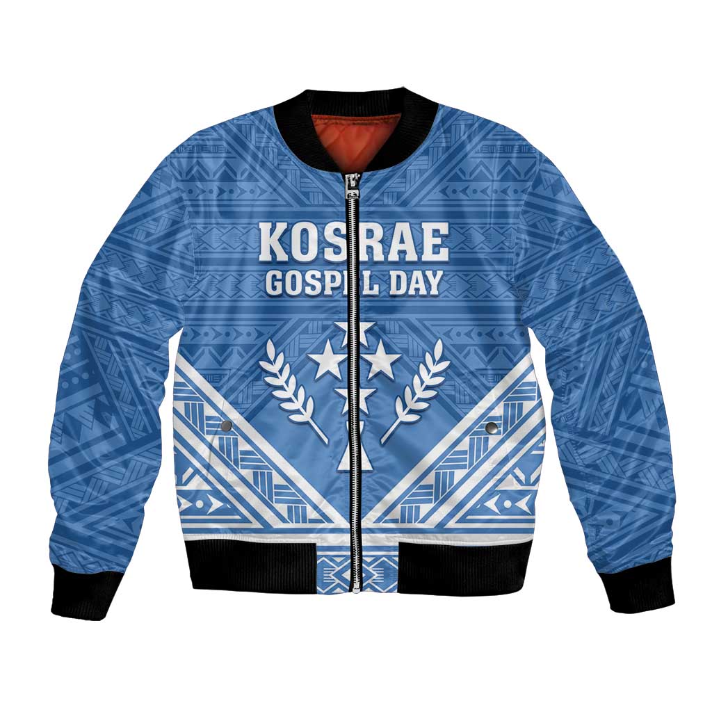Personalised Kosrae State Gospel Day Bomber Jacket Simple Style LT05 Unisex Blue - Polynesian Pride