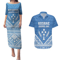 Personalised Kosrae State Gospel Day Couples Matching Puletasi and Hawaiian Shirt Simple Style LT05 Blue - Polynesian Pride