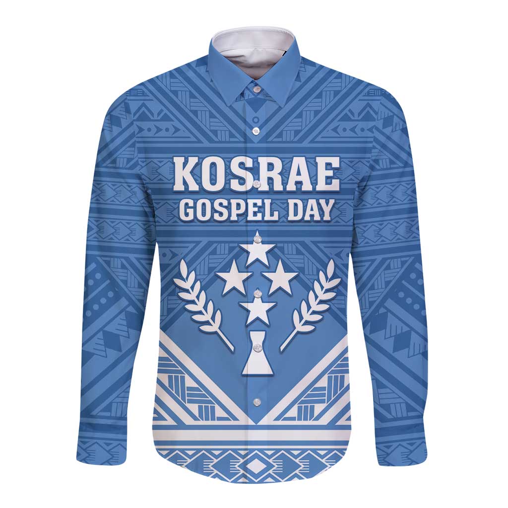 Personalised Kosrae State Gospel Day Long Sleeve Button Shirt Simple Style LT05 Unisex Blue - Polynesian Pride