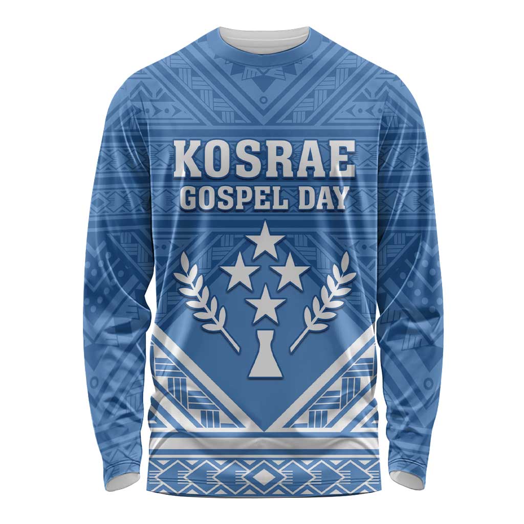 Personalised Kosrae State Gospel Day Long Sleeve Shirt Simple Style LT05 Unisex Blue - Polynesian Pride
