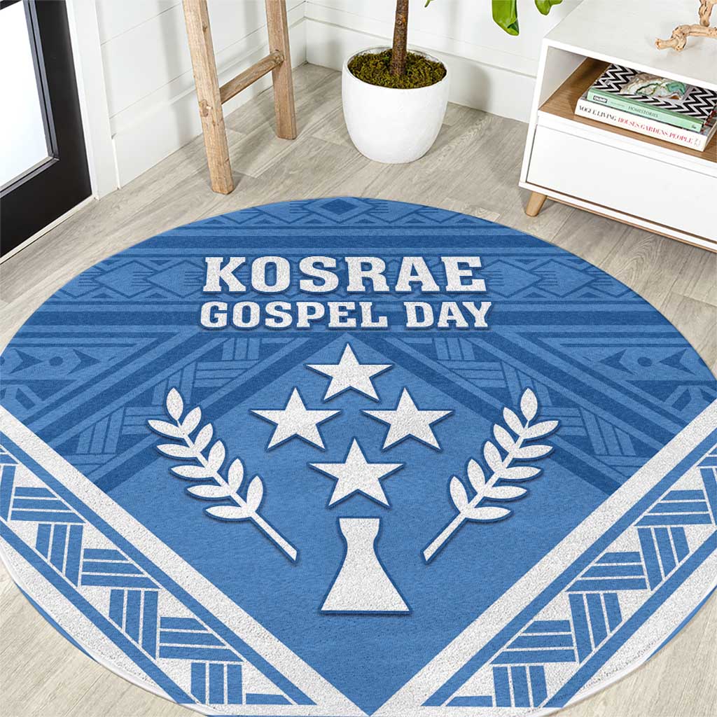 Kosrae State Gospel Day Round Carpet Simple Style LT05 Blue - Polynesian Pride