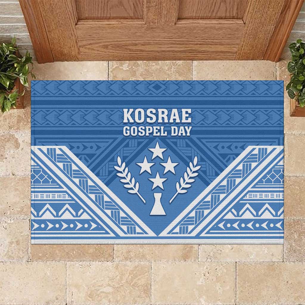 Kosrae State Gospel Day Rubber Doormat Simple Style LT05 Blue - Polynesian Pride