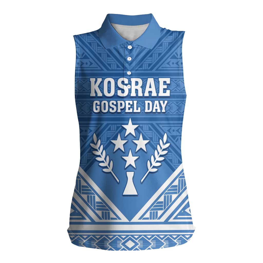 Personalised Kosrae State Gospel Day Women Sleeveless Polo Shirt Simple Style LT05 Female Blue - Polynesian Pride