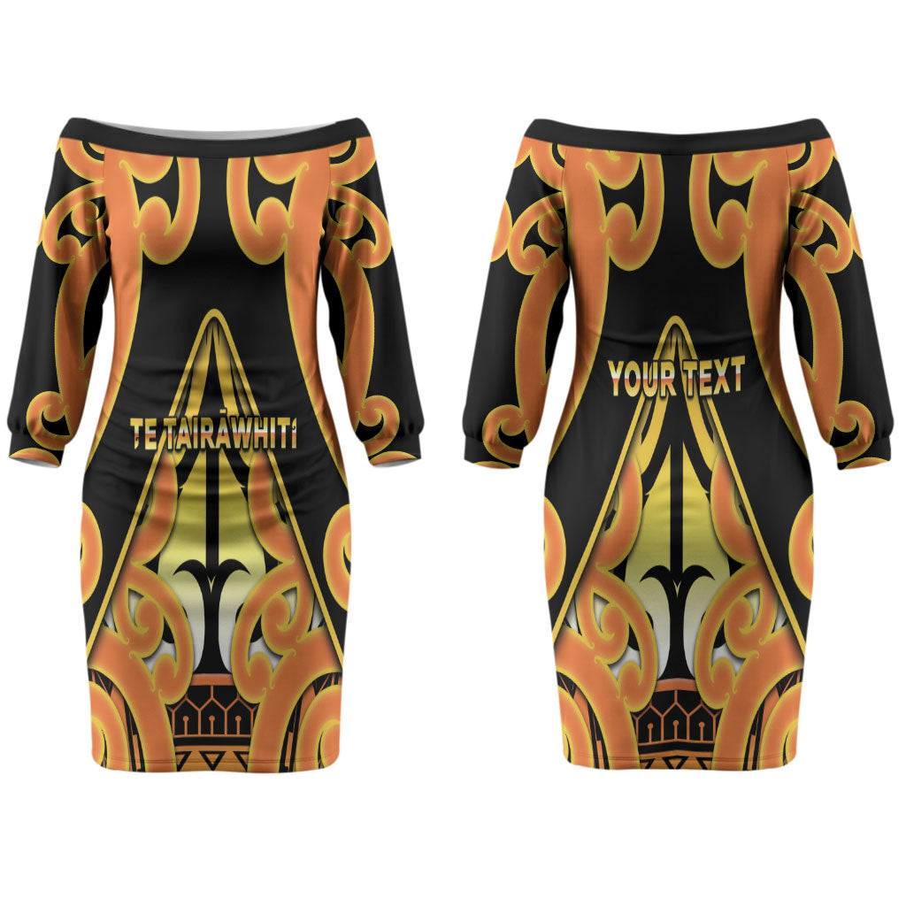 Personalised New Zealand Te Tairawhiti Couples Matching Off The Shoulder Long Sleeve Dress and Long Sleeve Button Shirt Maori Koru Pattern LT05 - Polynesian Pride