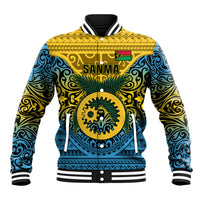 Vanuatu Sanma Province Baseball Jacket Coat Of Arms And Namele Fern Polynesian Pattern LT05 Unisex Yellow - Polynesian Pride