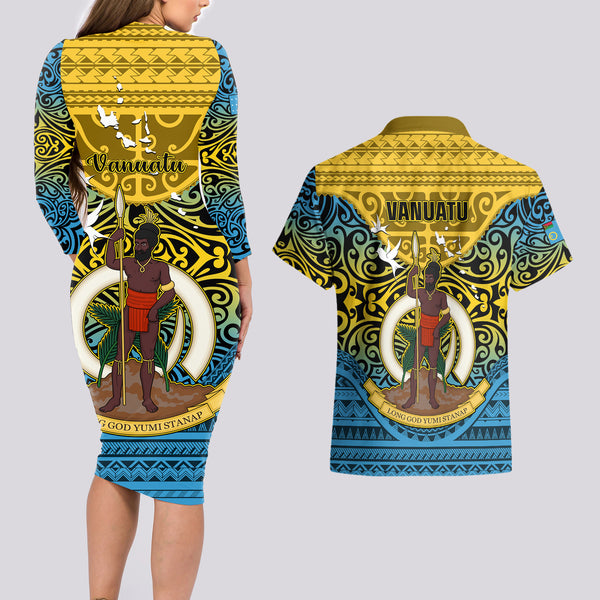 Vanuatu Sanma Province Couples Matching Long Sleeve Bodycon Dress and ...