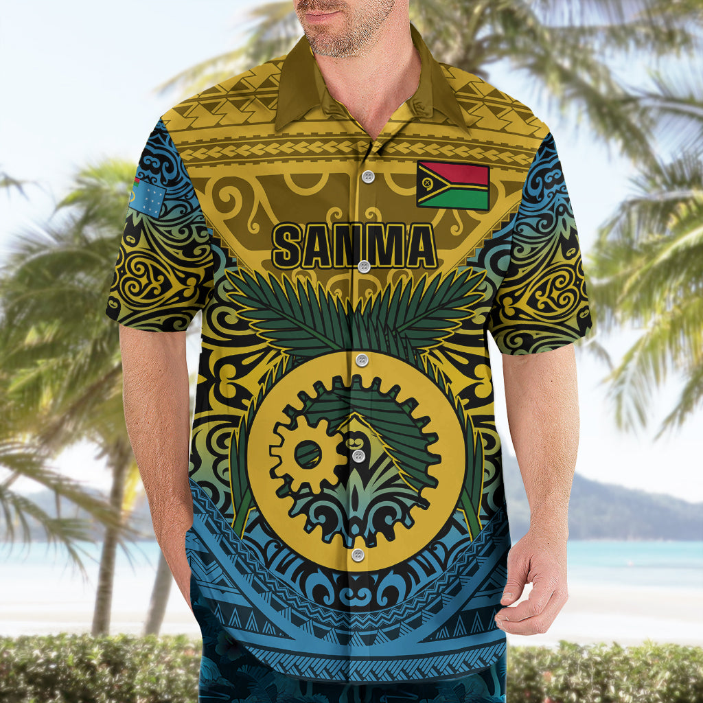 Vanuatu Sanma Province Hawaiian Shirt Coat Of Arms And Namele Fern Polynesian Pattern LT05 - Polynesian Pride