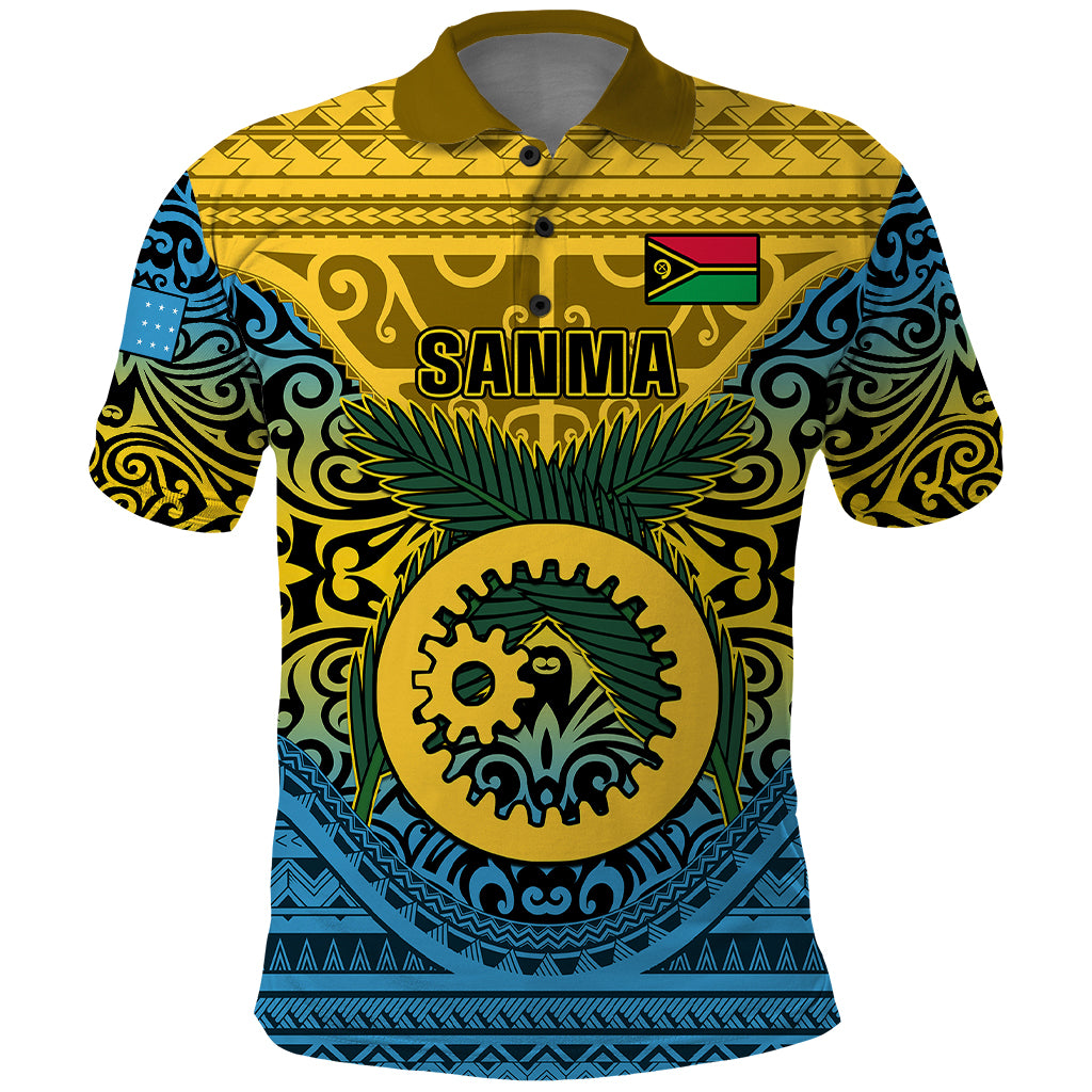 Vanuatu Sanma Province Polo Shirt Coat Of Arms And Namele Fern Polynesian Pattern LT05 Yellow - Polynesian Pride