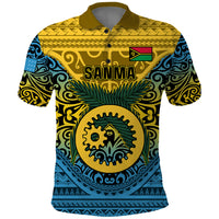 Vanuatu Sanma Province Polo Shirt Coat Of Arms And Namele Fern Polynesian Pattern LT05 Yellow - Polynesian Pride