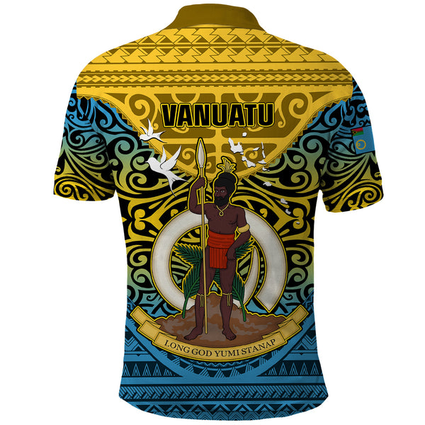 Vanuatu Polo Shirt Coat Of Arms Tree Coconut