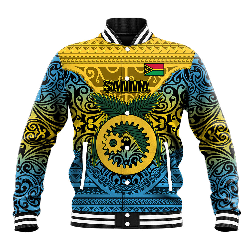 Personalized Vanuatu Sanma Province Baseball Jacket Coat Of Arms And Namele Fern Polynesian Pattern LT05 Unisex Yellow - Polynesian Pride