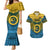 Personalized Vanuatu Sanma Province Couples Matching Mermaid Dress and Hawaiian Shirt Coat Of Arms And Namele Fern Polynesian Pattern LT05 Yellow - Polynesian Pride