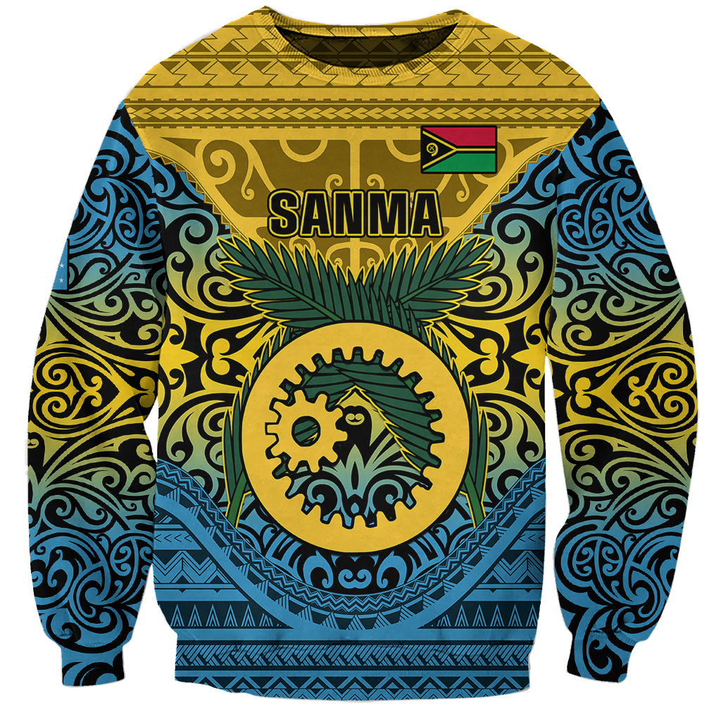 Personalized Vanuatu Sanma Province Sweatshirt Coat Of Arms And Namele Fern Polynesian Pattern LT05 Unisex Yellow - Polynesian Pride