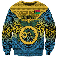 Personalized Vanuatu Sanma Province Sweatshirt Coat Of Arms And Namele Fern Polynesian Pattern LT05 Unisex Yellow - Polynesian Pride