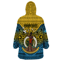 Personalized Vanuatu Sanma Province Wearable Blanket Hoodie Coat Of Arms And Namele Fern Polynesian Pattern LT05 - Polynesian Pride