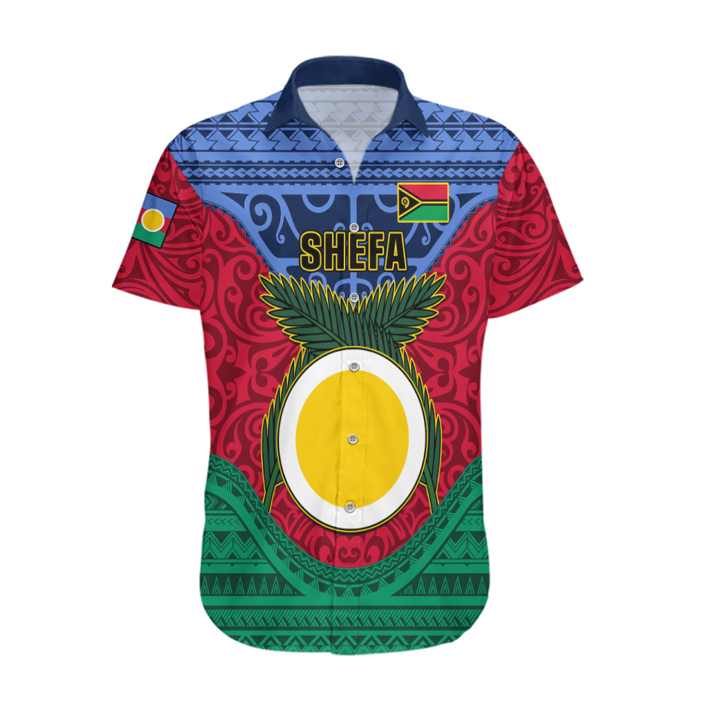 Vanuatu Shefa Province Hawaiian Shirt Coat Of Arms And Namele Fern Polynesian Pattern LT05 Red - Polynesian Pride