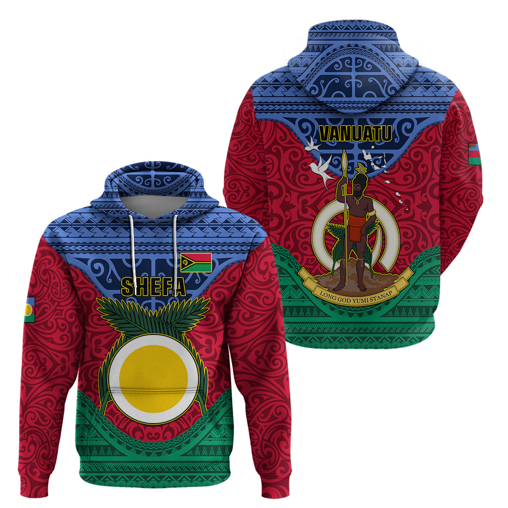 Vanuatu Shefa Province Hoodie Coat Of Arms And Namele Fern Polynesian Pattern LT05 - Polynesian Pride