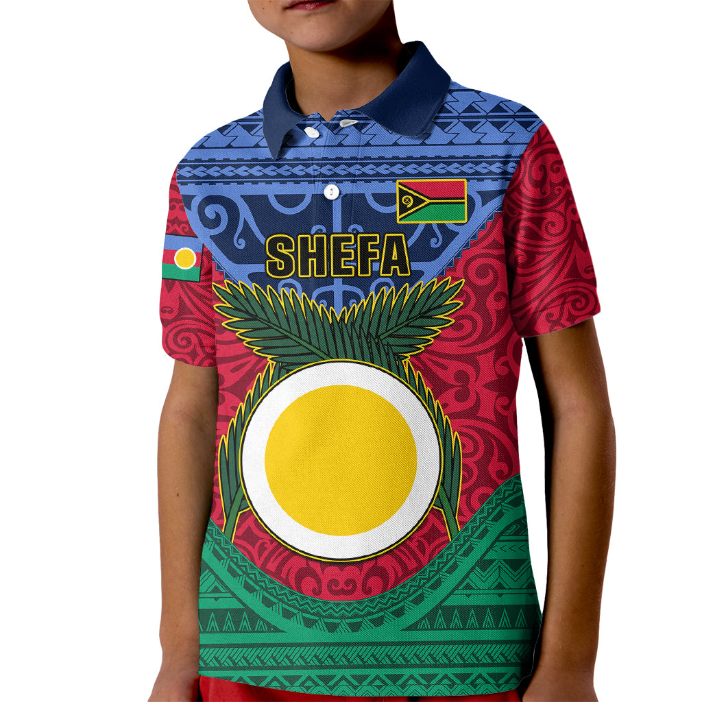 Vanuatu Shefa Province Kid Polo Shirt Coat Of Arms And Namele Fern Polynesian Pattern LT05 Kid Red - Polynesian Pride