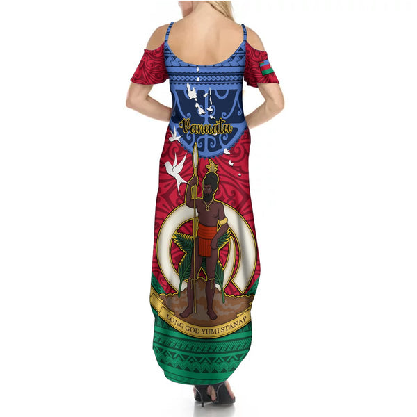 Vanuatu Torba Province Tank Maxi Dress Vanuatuan Coat Of Arms Polynesian Pattern LT05 main image 0