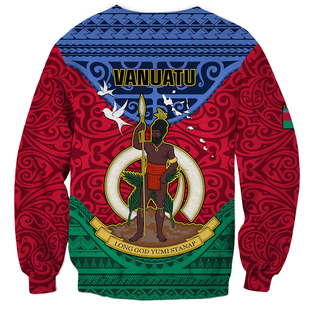 Vanuatu Shefa Province Sweatshirt Coat Of Arms And Namele Fern Polynesian Pattern LT05 - Polynesian Pride