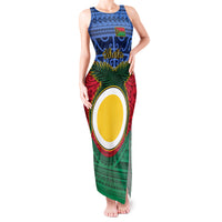 Vanuatu Shefa Province Tank Maxi Dress Coat Of Arms And Namele Fern Polynesian Pattern LT05 Women Red - Polynesian Pride