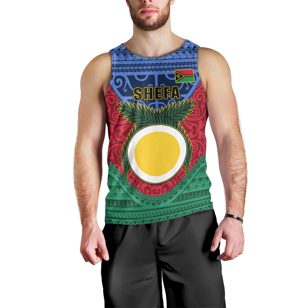 Personalized Vanuatu Shefa Province Men Tank Top Coat Of Arms And Namele Fern Polynesian Pattern LT05 - Polynesian Pride