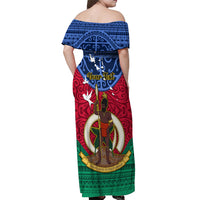 Personalized Vanuatu Shefa Province Off Shoulder Maxi Dress Coat Of Arms And Namele Fern Polynesian Pattern LT05 - Polynesian Pride