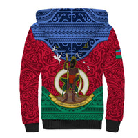Personalized Vanuatu Shefa Province Sherpa Hoodie Coat Of Arms And Namele Fern Polynesian Pattern LT05 - Polynesian Pride