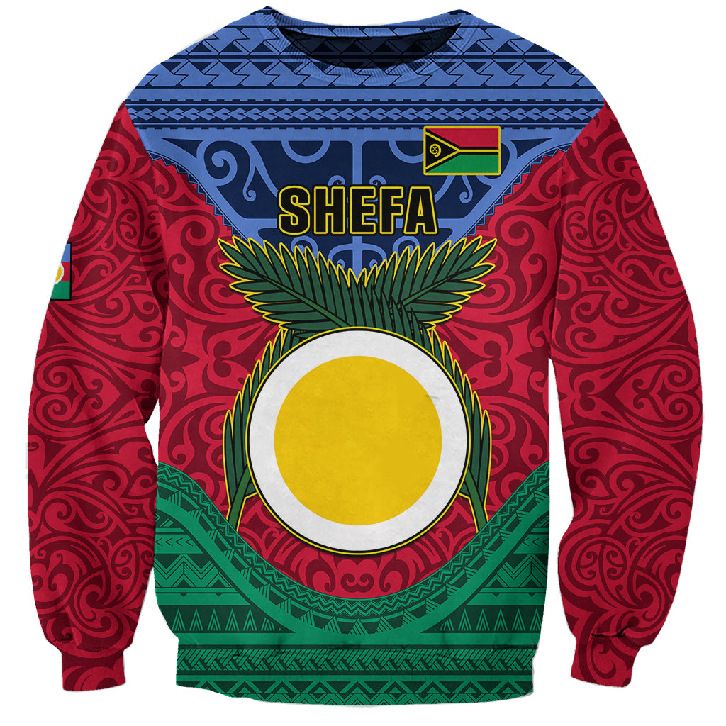Personalized Vanuatu Shefa Province Sweatshirt Coat Of Arms And Namele Fern Polynesian Pattern LT05 Unisex Red - Polynesian Pride