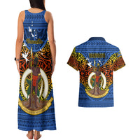 Vanuatu Tafea Province Couples Matching Tank Maxi Dress and Hawaiian Shirt Coat Of Arms And Namele Fern Polynesian Pattern LT05 - Polynesian Pride
