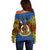 Vanuatu Tafea Province Off Shoulder Sweater Coat Of Arms And Namele Fern Polynesian Pattern LT05 - Polynesian Pride