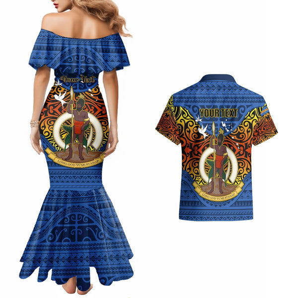 Vanuatu Tafea Province Couples Matching Summer Maxi Dress and Hawaiian Shirt Pig Tusk Mix Maori Pattern and Namele Leaf LT03 main image 1