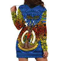 Personalized Vanuatu Tafea Province Hoodie Dress Coat Of Arms And Namele Fern Polynesian Pattern LT05 - Polynesian Pride