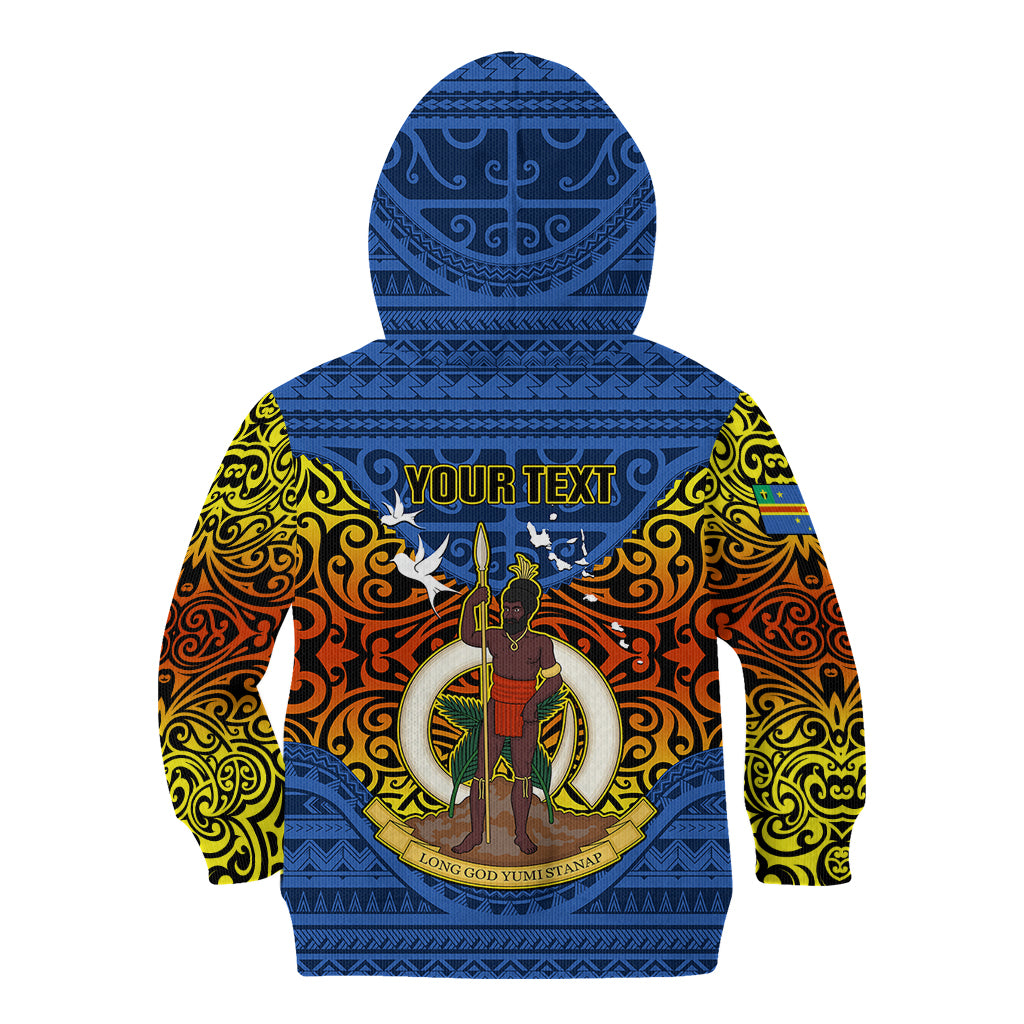 Personalized Vanuatu Tafea Province Kid Hoodie Coat Of Arms And Namele Fern Polynesian Pattern LT05 - Polynesian Pride